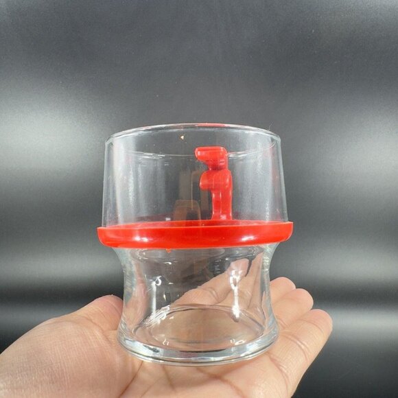 Clear Glass Coffee Mug Cup With Red Hard Plastic Handle Drinking Cup Mug Barware - Picture 9 of 13